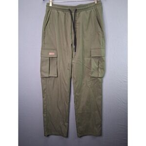 Unbranded Cargo Pants Mens Olive Green Elastic Waist Utility Streetwear